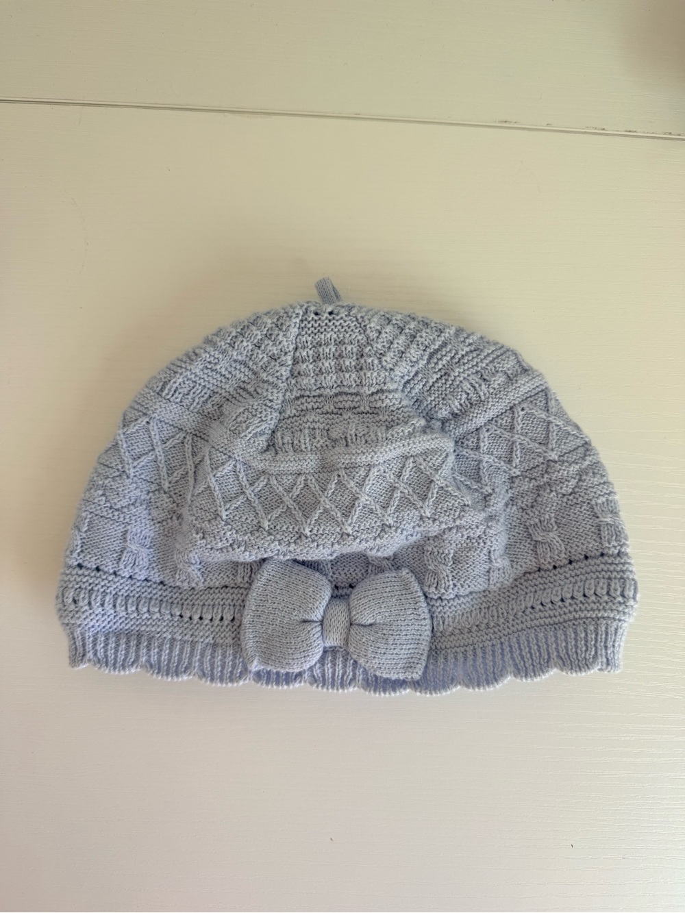 Janie and Jack Light Blue Knit Bow Beanie Hat
